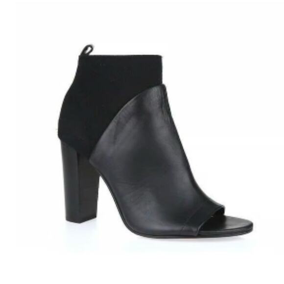 Vince Aren Black Leather Wool Open Toe Heeled Booties Size 8 Made in Italy EUC - Picture 6 of 14